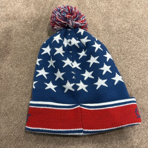 Red White & Blue Sunday River Pom Beanie - Picture 2 of 5